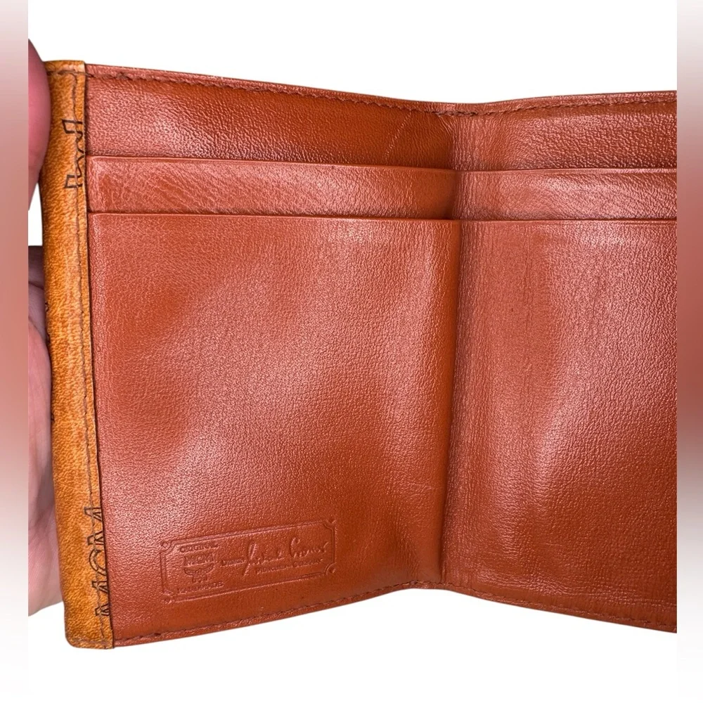 MCM Cognac Visetos Trifold Wallet